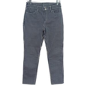 Chicos Girlfriend Slim Leg Ankle Pants Size 00/XS/2 Blue Gingham Perfect Stretch